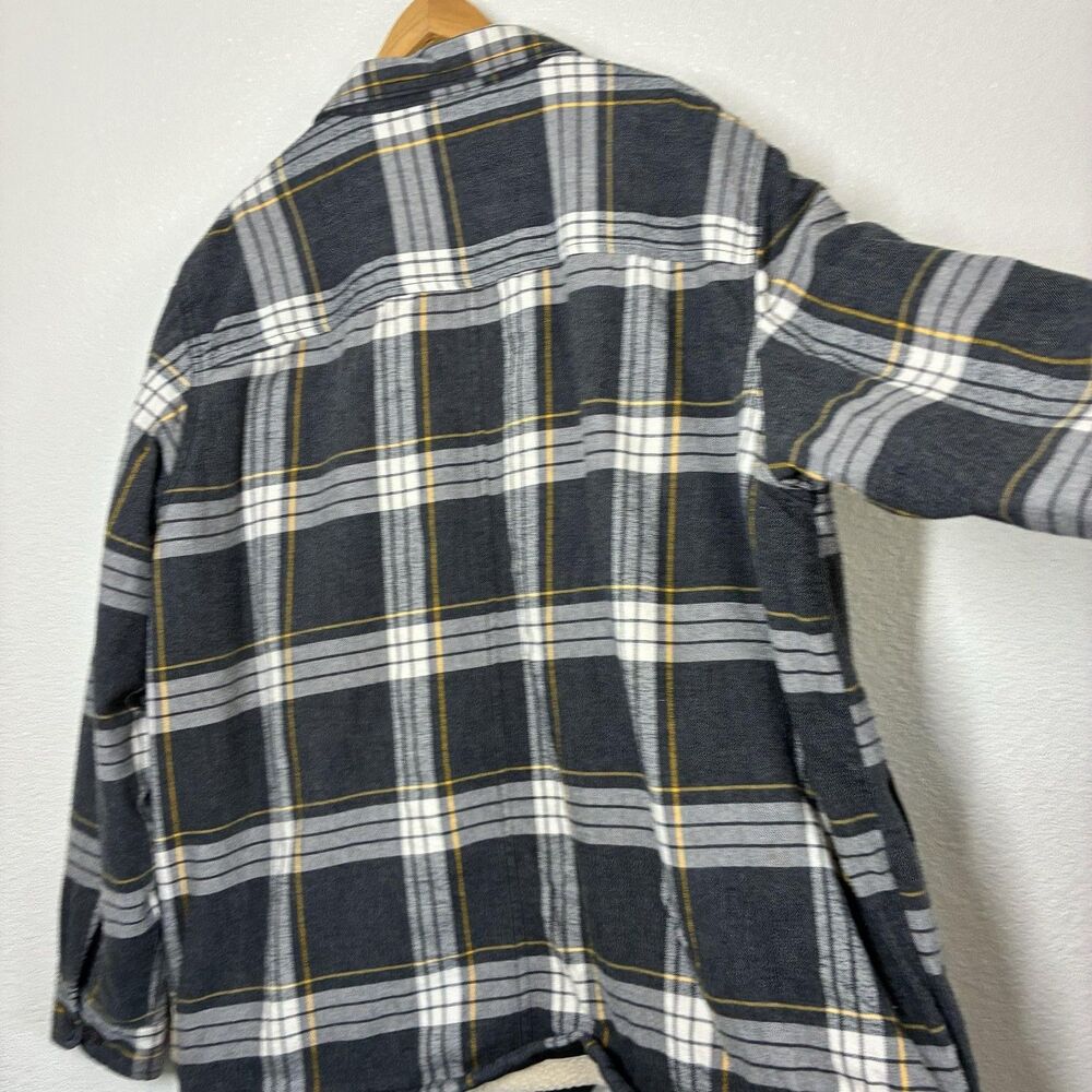 The North Face Jacket Mens 2XL Gray Plaid Sherpa Lined Flannel Shirt Jacket - Picture 14 of 16